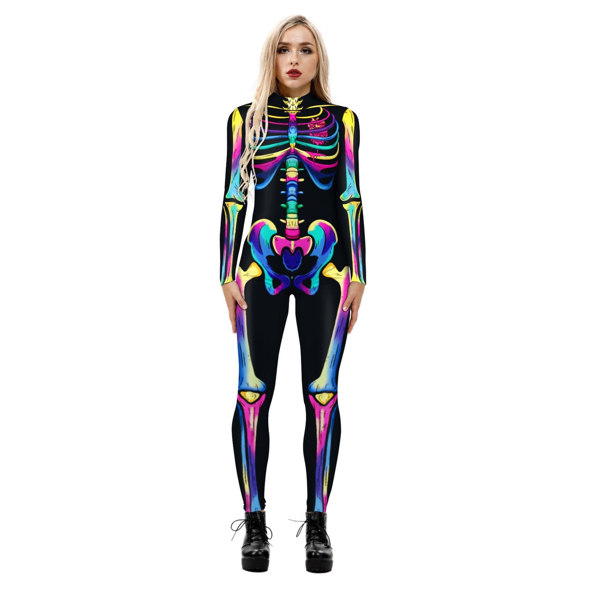 and Stretchy Body-Hugging Women's Printed Jumpsuit - Contoured Full-Body, Milk Silk Second-Skin for Cosplay