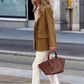 Light Women's Suede-Look Blazer - Structured, Polyester, For Work and Commuting