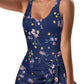 Fast-dry women's one-piece swimsuit - wrap-front, floral print, nylon-spandex blend, for beach