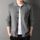 Textured Warm Men's Cardigan - Polo Lapel, Knit For Autumn