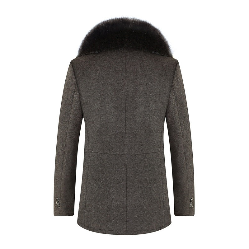 Warm Timeless Men's Coat - Single-Breasted, Polyester