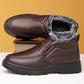 Water-Resistant Cozy Mens Slip-On Shoes - Faux Leather Winter
