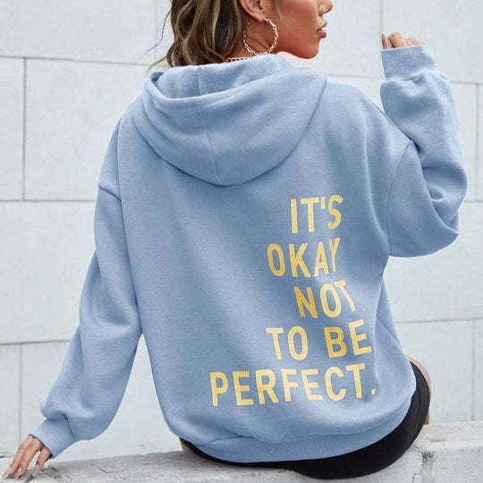 Women’s Oversized Hoodie - Relaxed Back Slogan Cotton Blend