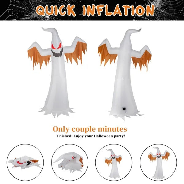 12ft Inflatable Ghost LED Flames Flashing Eyes Halloween