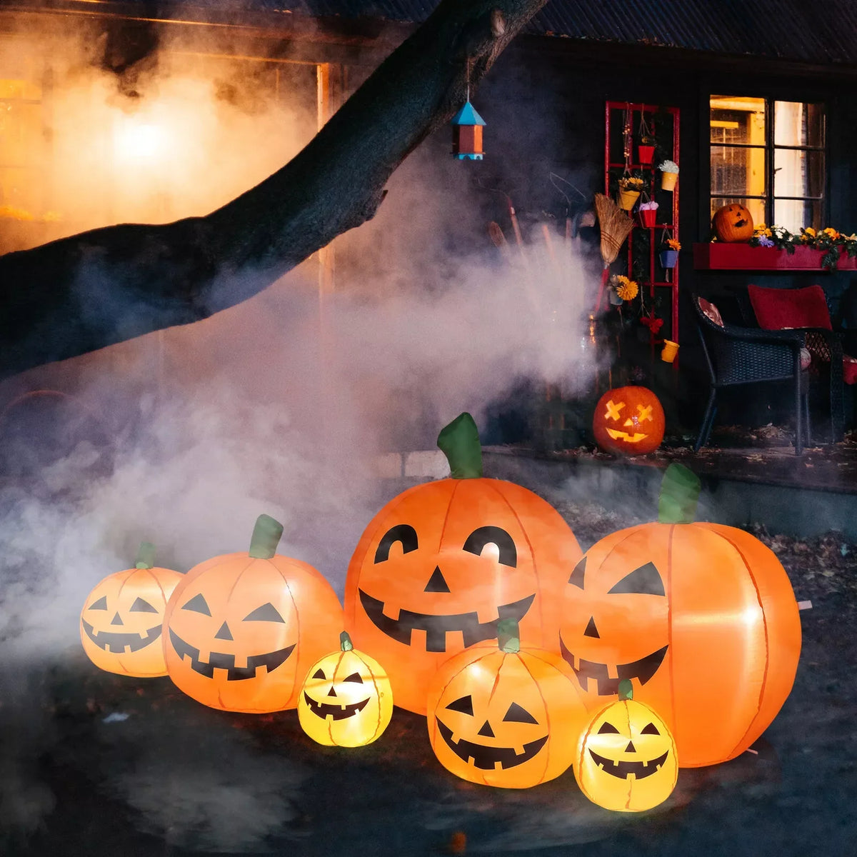 Outdoor Yard Display, Simple Setup – 7ft Halloween Inflatable Pumpkin Decoration with LED Lights