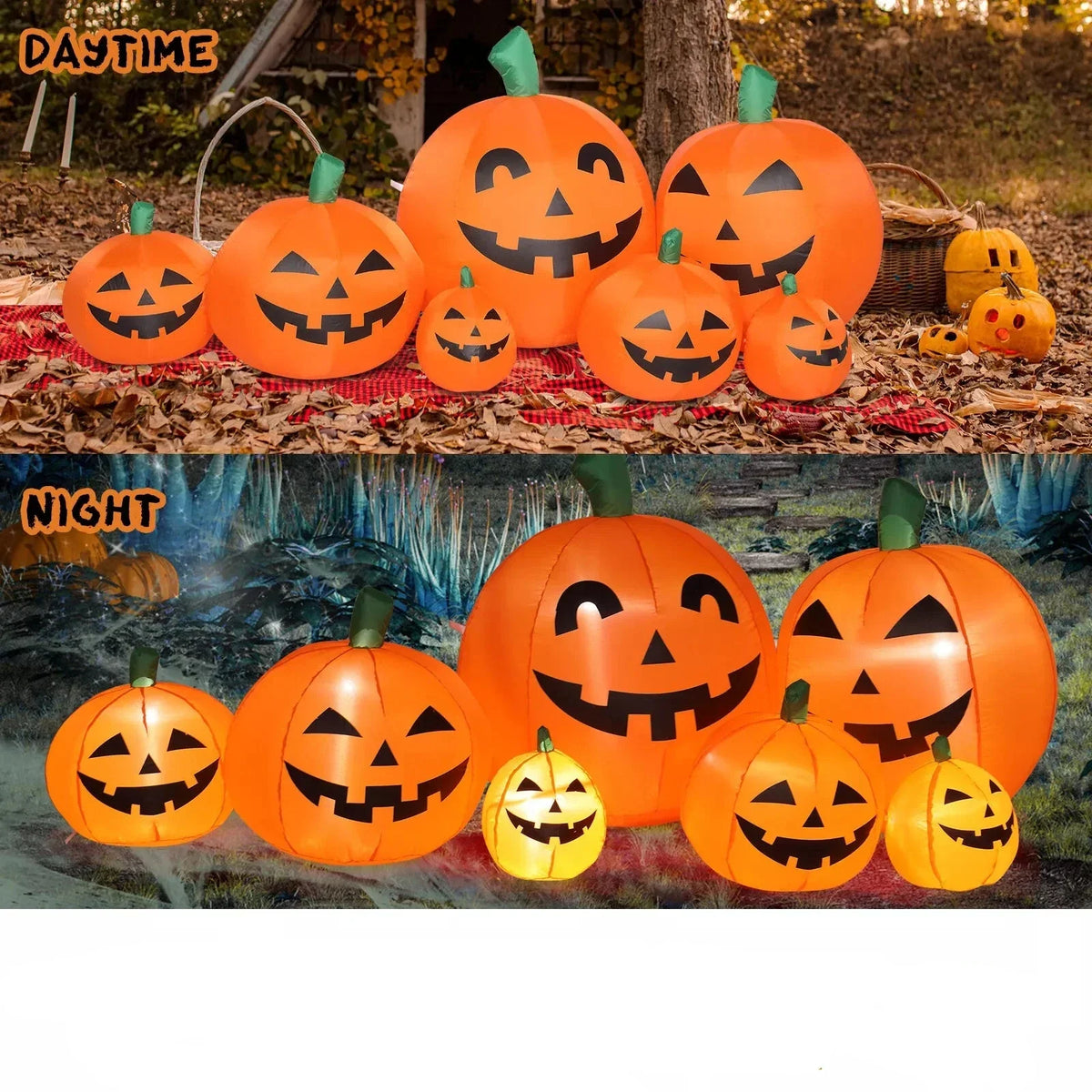 Outdoor Yard Display, Simple Setup – 7ft Halloween Inflatable Pumpkin Decoration with LED Lights