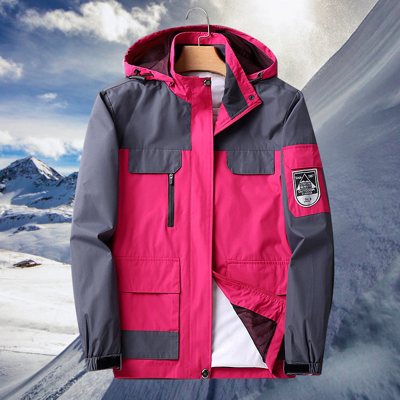 Water-Resistant Men's Rain Jacket - Hooded Colorblock, Packable