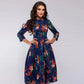 Floral Print Midi Dress with Wide Skirt for Women's Summer and Formal Fashion-6