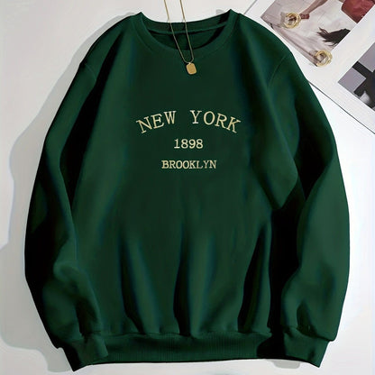 Crewneck Oversized Sweatshirt - Pullover Polyester, Casual