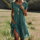 Plush women's dress - scoop neck, flowy mid-length silhouette, geometric print, casual everyday wear