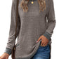 Plush Relaxed Women’s Long Sleeve Pullover - Round Neck Tunic, Cotton Cashmere Knit, Pocketed Mid Length Top For Casual Wear