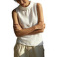 women's Breathable sleeveless shirt - structured stand-collar, linen, office-to-dinner