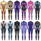 and Stretchy Body-Hugging Women's Printed Jumpsuit - Contoured Full-Body, Milk Silk Second-Skin for Cosplay