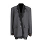 women's Structured blazer - lace-panel design, long-sleeve, polyester, for office-ready workwear