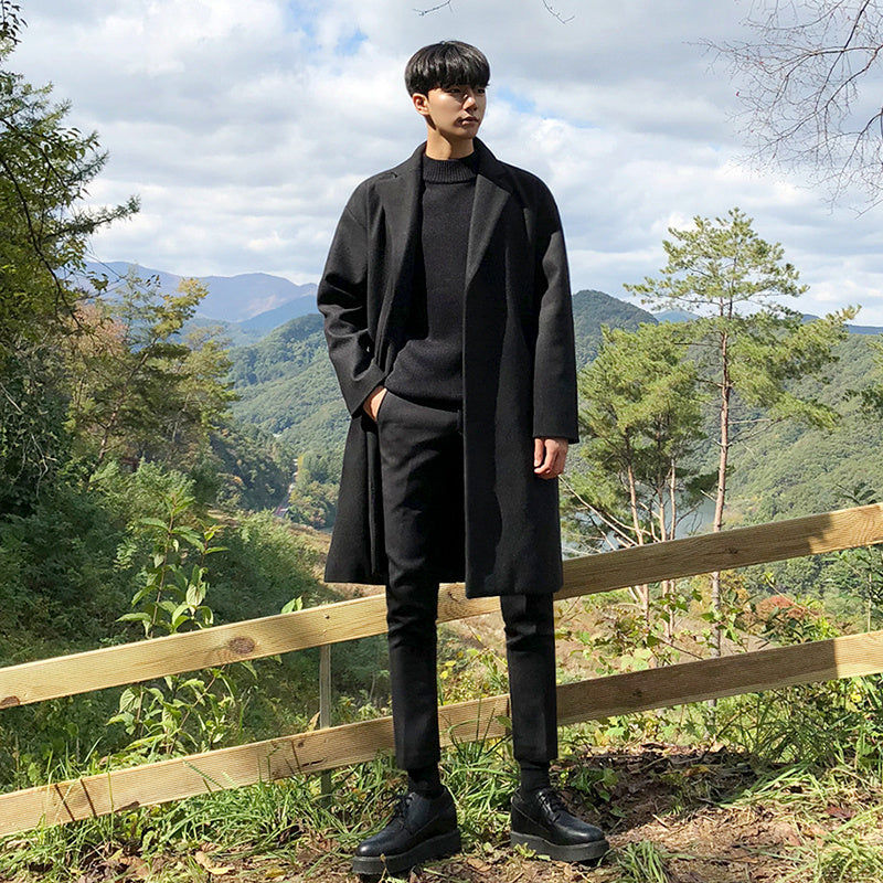 Warm Timeless Men's Wool Coat - Mid Length, Wool Winter