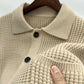 Textured Warm Men's Cardigan - Polo Lapel, Knit For Autumn