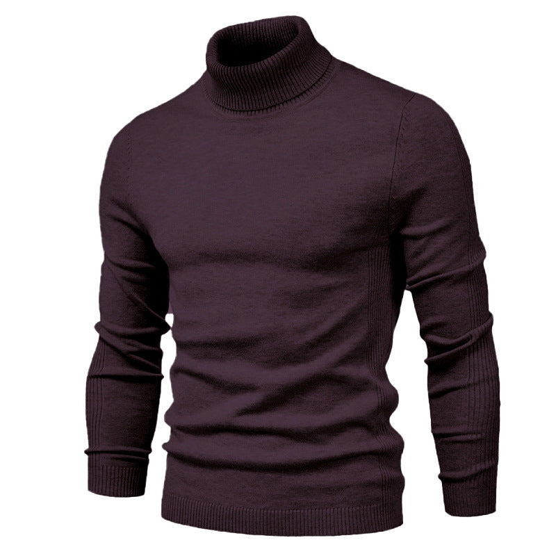 Plush Men's Turtleneck Sweater - Slim Fit Viscose Winter