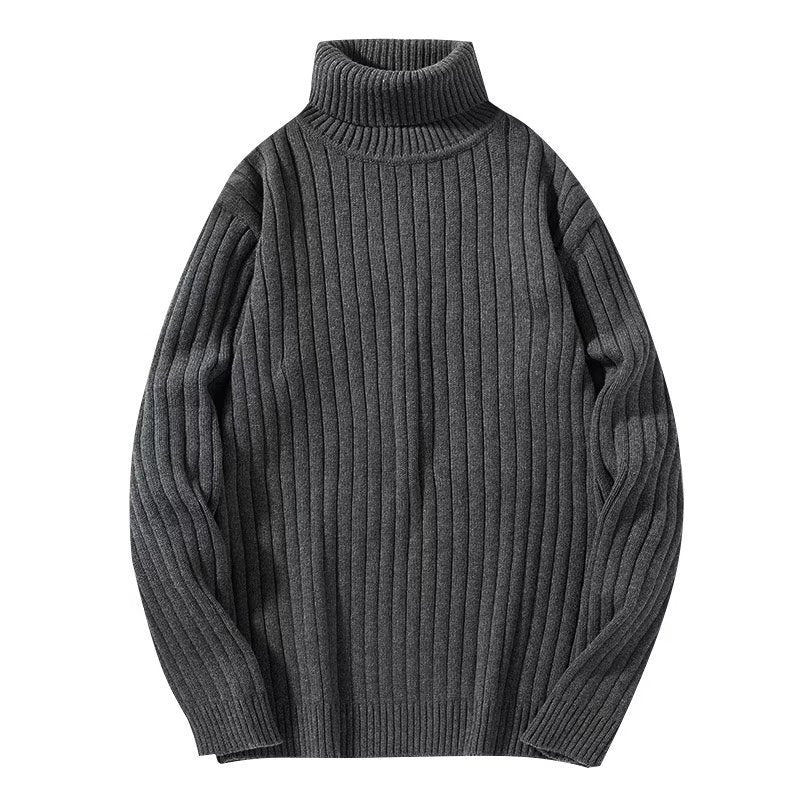 Men Warm Turtleneck Sweater - Ribbed Knit, For Winter