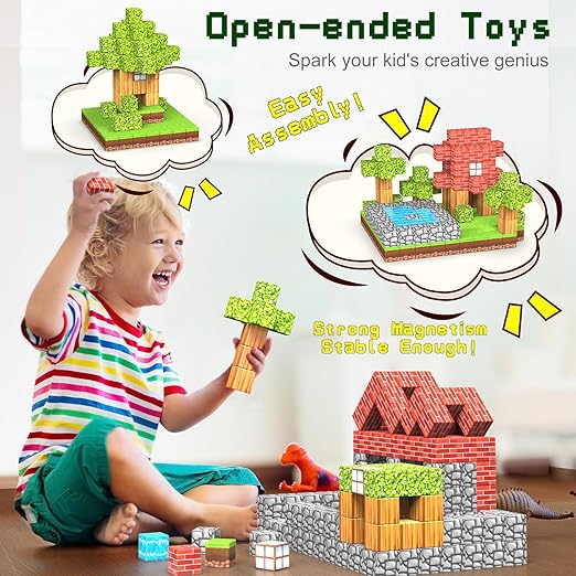 Magnetic Building Blocks Kit for Kids - STEM Montessori Sensory Cubes for Toddlers, Educational Gift for Boys and Girls