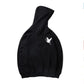 relaxed Oversized hoodie - embroidered crane, cotton blend