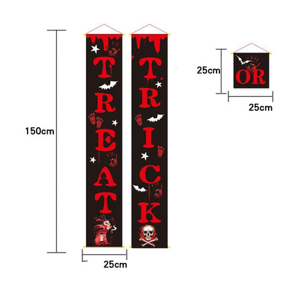 Door Halloween Banner Couplets Outdoor Black Red Decor
