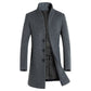 Tailored Warm Mens Wool Coat - Single Breasted Thigh, Winter