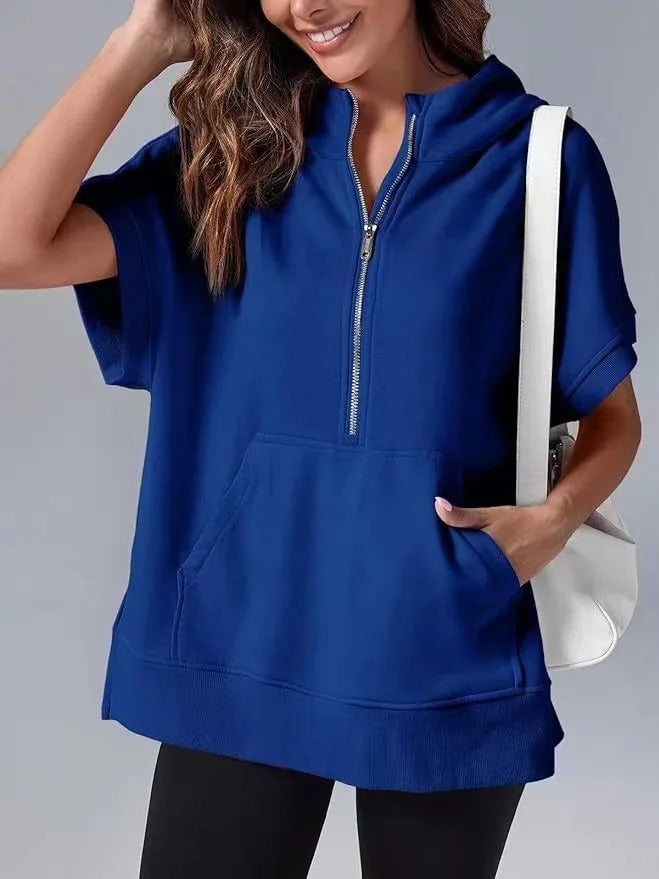 Light Women's Short Sleeve Hoodie - Oversized Knit