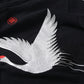 relaxed Oversized hoodie - embroidered crane, cotton blend