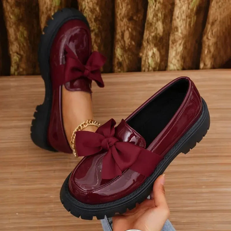 Variant image for Thick Varnished Leather Moccasins for Women with Robust Sole for Comfort and Style-1