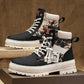 Men's Warm High-Top Boots - Lace-Up Leather Fabric, Winter