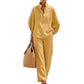 Light Women's Suit Kit - Stand-Collar Pullover Top, Balloon Sleeves, Straight-Leg Trousers, Polyester, For Office