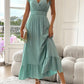 Elegant Black Ruffle Dress with Diaper Neckline, Plus Size Wedding Guest Formal Dress for Spring-1