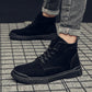 Men's Supportive High-Top Boots - Lace-Up, PU Suede, Winter