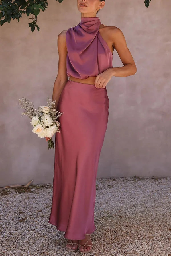 Stylish Women's Set with Sleeveless Top and Long Maxi Skirt for Casual and Formal Occasions-2