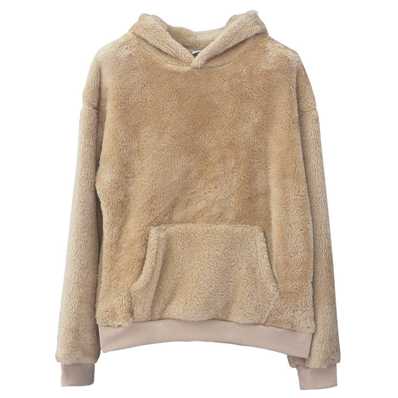 Plush Relaxed Men's Hoodie - Pullover, Double Velvet, Winter