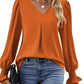 Variant image for Elegant Women's Blouse in Solid Color, Lightweight Polyester V-Neck Top for Spring and Autumn Styling-31