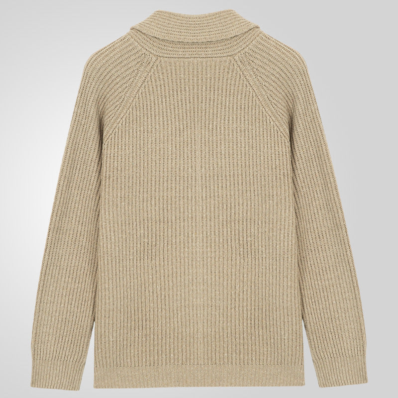 Plush Men's Shawl Collar Cardigan - Rib Knit, Spring Fall