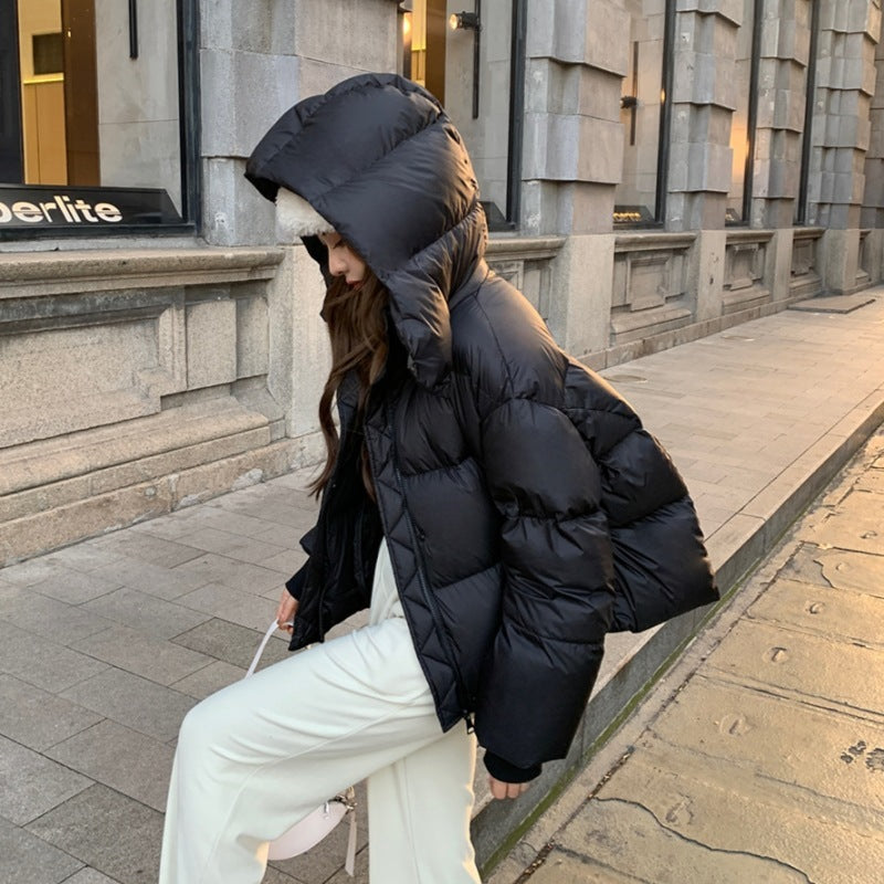 Women's Warm Puffer Jacket - Cropped, Cotton Padded, City