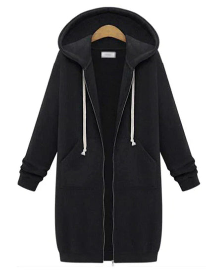 Cozy Warm Women’s Zip-Up Hoodie - Longline, For Cold Days