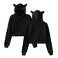 Plush Women's Cropped Hoodie - Boxy Relaxed Cut, Cotton