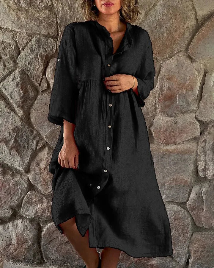 Linen Shirt Dress for Women, Lightweight and Breathable Summer Style, Knee-Length Relaxed Fit, Available in Multiple Colors-2