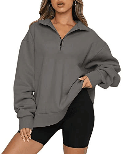 Light Women Zip Sweatshirt - Oversized Pullover Casual