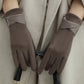 Women's Warm Winter Gloves - Faux Leather Cuff, Fleece
