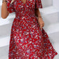 Feminine Boho Summer Dress with V-Neck and Flutter Sleeves, Lightweight Breathable Fabric, Available in Black and Red-2