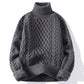 Men's Warm Turtleneck Sweater - Oversized Cable Knit, Wool