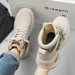 Men's Warm High-Top Boots - Lace-Up Leather Fabric, Winter