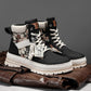 Men's Warm High-Top Boots - Lace-Up Leather Fabric, Winter
