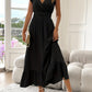 Elegant Black Ruffle Dress with Diaper Neckline, Plus Size Wedding Guest Formal Dress for Spring-3