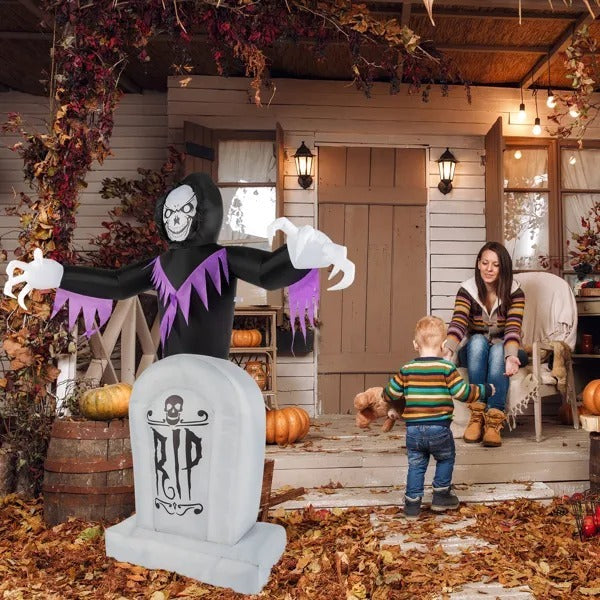 Reaper Grim Inflatable With LED Tombstone Halloween Decor
