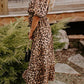 Leopard Print Maxi Dress with Puff Sleeves, Gathered Design, Long Dress for Women, Casual Chic Style-3